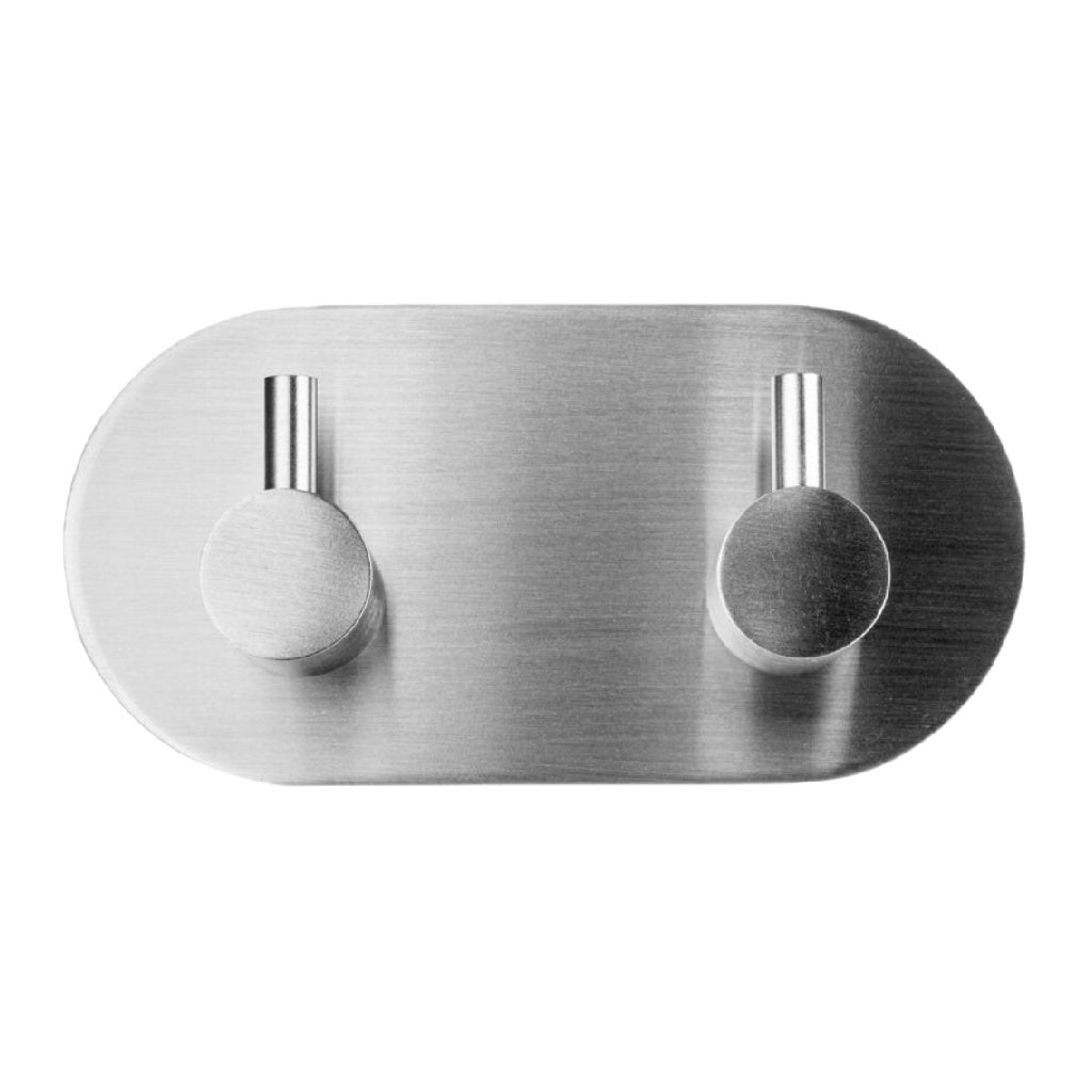 Porte-manteau mural double crochets, Acier inoxydable, Forme ovale