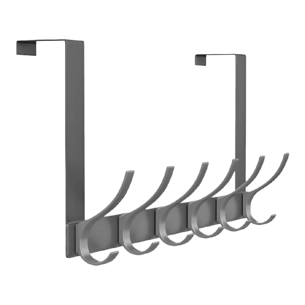 Porte-manteau mural, Argent, 6 crochets à accrocher à la porte